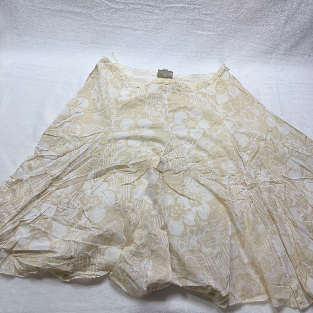Casa Blanca Skirt Floral Midi Beige Cream Crochet Lace Trim Boho Size EUR 40 - Picture 1 of 7